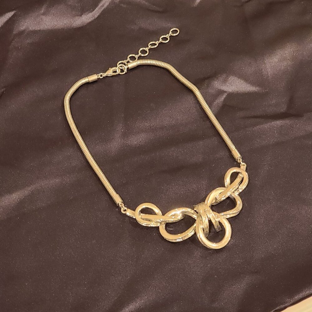 Excellent!! Silver-toned|Cross Bow|Bi-texture|Necklace